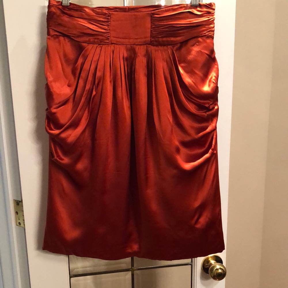 Silk Ruched Skirt in Vibrant Copper Colour